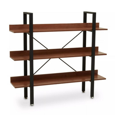 Orsina  3-Tier Gold Shelf Unit With Red Pomelo Veneer,display Storage Rack,black Metal Shelf Unit,ideal For Decor from B&Q