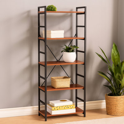 Orsina Red Pomelo 5 Tier Shelf Unit With Black Metal Frame,wall Shelving Unit,bookcase Unit For Decorative Items from B&Q