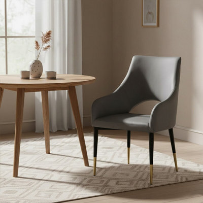 Orsina Grey Velvet Dining ChairVelvet Upholstered Accent Dining Table ChairTapered Back Living Room Chair from B&Q