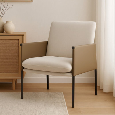 Orsina White Fabric Dining Chair With Straight LegsFabric Upholstered Dining Room ChairAccent Arm Chair from B&Q