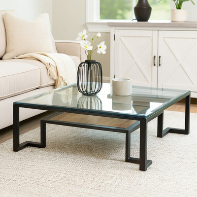 B&Q -  Roman Coffee TableRound Tempered Glass Top With Decorative Embossed Bronze FrameCentrepiece