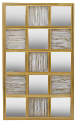 Orsina Stylish Wall MirrorWall Mirror With Check Design In Gold Finish ,chic Wall Mirror For Modern Home Decor from B&Q