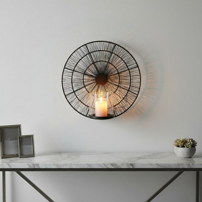 Orsina Black Wall SconceModern Black Glass Candle HolderLuxe Metal ArtModern Wall SconeIndustrial Accent from B&Q