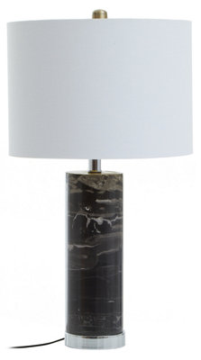 Orsina Table Lamp With Chrome Finish BaseBlack Marble Column & Ivory ShadeLightweight Lighting For Side Table from B&Q