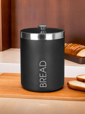 Premier Housewares Liberty Bread Bin Black Enamel Stainless Steel Lid - Image 5