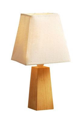 B&Q -  Elion Tropical Hevea Wood Cone Base Table Lamp