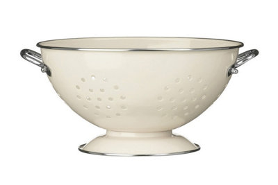 Orsina Hollis Retro Cream Enamel Colander - Cream, Silver - Image 3
