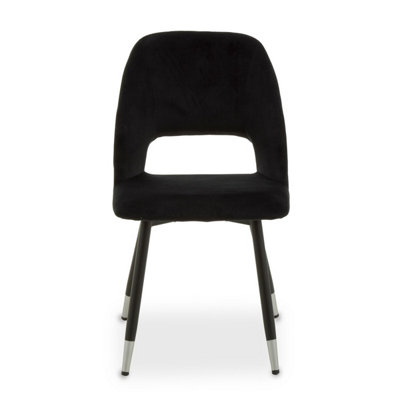 Orsina Black Velvet Dining ChairVelvet Upholstery Accent Dining Table ChairTapered Back Living Room Chair from B&Q