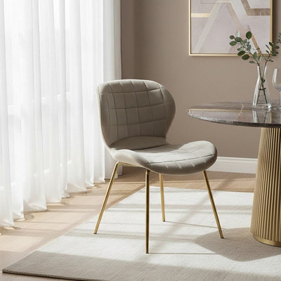 Premier Housewares Mink Velvet Dining Chair, Velvet Upholstered Accent Dining Table Chair, Finish Legs Living Room Chair Gold
