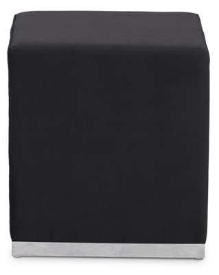 Premier Housewares Interiors By Premier And Square Footstool, Velvet Ottoman Footstool With Base, Pouffe Footstool For Home Black/Silver