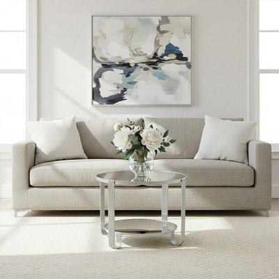 Orsina Jolie Round Mirrored Top Silver Frame Table from B&Q