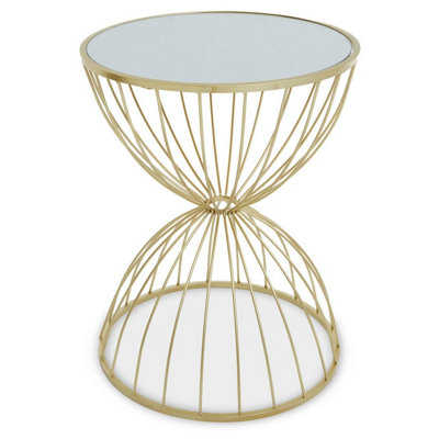 B&Q -  Unique Hourglass Mirrored Top Gold Frame Side TableVersatile Sidetable By CouchFunctional Corner Table