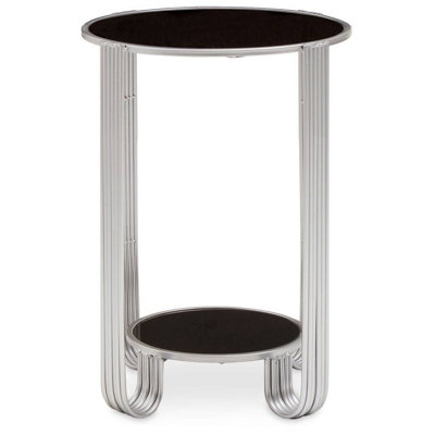 Orsina Jolie Round End Table Black Mirror And Silver Frame from B&Q