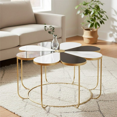 Orsina Jodie Black And White Top Petal Shape Table from B&Q
