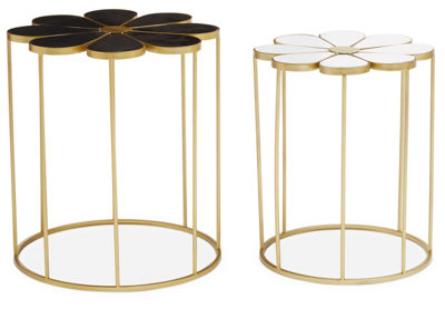 Orsina Jodie Set Of Two Black And White Petal Tables from B&Q
