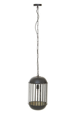 Orsina Black Metal Pendant LightCapsule Cage Frame With Clear Glass PanelsHandcrafted Hanging Light Fixture from B&Q