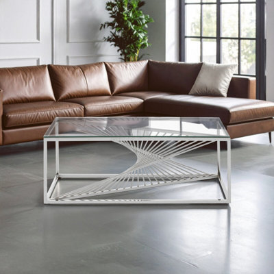 Orsina Coffee Table With Silver Finish FrameModern Coffee Table With Glass TopStaircase Hallway Coffee Table from B&Q