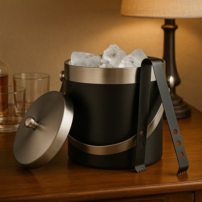 Premier Housewares Black Maison By Premier Enamel Ice Bucket With Tongs