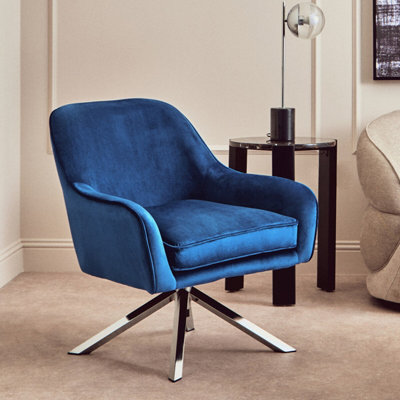 Orsina Midnight Velvet Arm ChairLuxury Velvet Upholstered Accent ChairComfortable Armchair For Home from B&Q