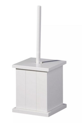 Premier Housewares White Pine Wood Wooden Bathroom Free Standing Toilet Cleaning Brush With Holder - Image 4