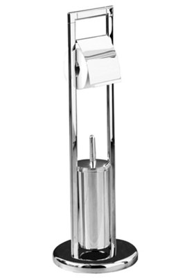 Orsina Unique Chrome Bathroom Set,toilet Brush & Roll Large Holder,toilet Roll Stand With Integrated Loo Brush from B&Q