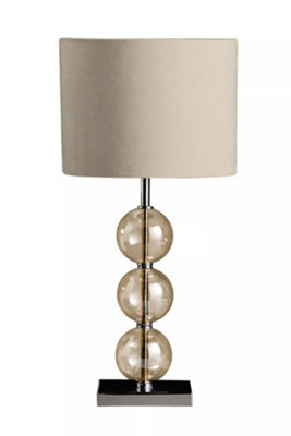 Orsina Cream Suede Effect Shade Table LampChrome Base With Glass Orb Detail40W E14 Bulb Compatible from B&Q