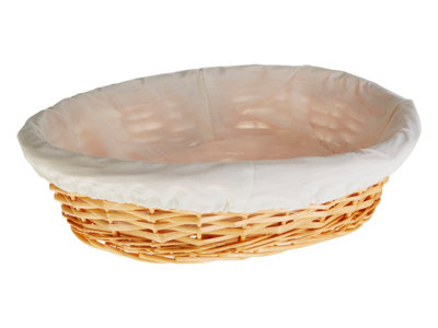Orsina Natural Oval Willow Wicker Bread Basket With Cream InnerRustic Serving Basket With Soft Lining For Bread from B&Q