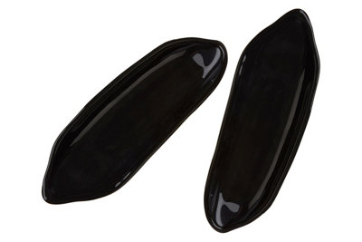 Orsina Stylish Set Of Two Corn On The Cob Black Coloured Glass DishesPractical DishesChip Resistant Dishes from B&Q