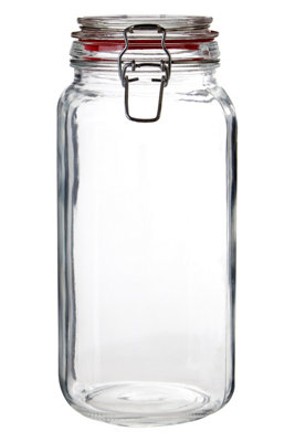 Orsina Durable 2000Ml Airtight Glass Storage JarStylish Glass Jar With LidStainless Steel Locking Storage Jars from B&Q
