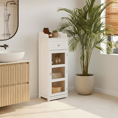 Orsina Practical Design Glass Door Floor Standing CabinetBig Impact Display CabinetSlim Storage Storage Unit from B&Q