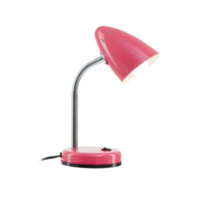 Orsina Pink Gloss Desk LampAdjustable Chrome-Flex Stem With Conical Metal ShadeRequires 1 X E27 40W Bulb from B&Q
