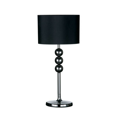 B&Q -  Gunmetal Table Lamp With Black ShadeModern Lamp With Chrome Ball AccentsDurable Metal Base Table Light