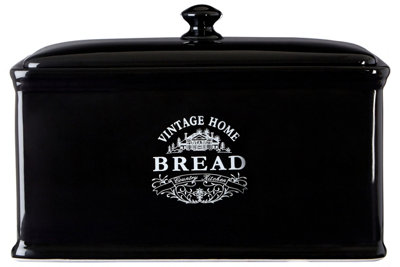 Orsina Black Bread CrockSturdy Ceramic Crock For Bread Storage With LidGlazed Stone Bread Crock For Loaves from B&Q