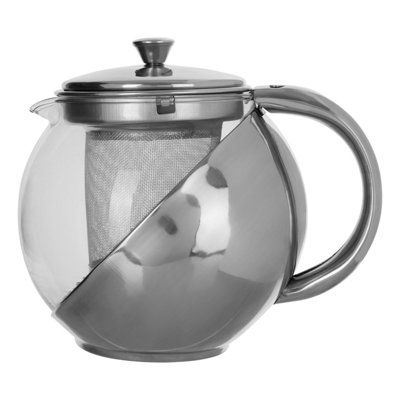 Orsina Infuser 650Ml Grey Stainless Steel And Glass Teapot from B&Q