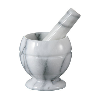 Orsina White Marble Small Mortar And Pestle SetDurable Non-Porous Marble GrinderIdeal For Crushing from B&Q