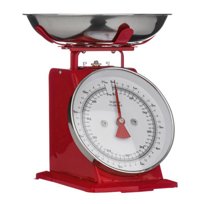 Orsina Premium 5Kg Red Retro Kitchen ScaleRetro Style Kitchen ScaleIron Steel Constructed Analogue Baking Scale from B&Q