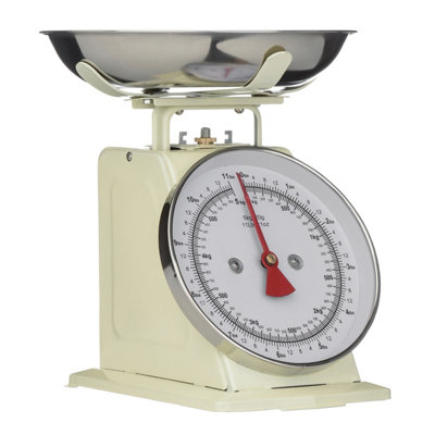 Orsina Retro Style 5Kg Cream Kitchen ScalePremium Kitchen ScaleIron Steel Constructed Analogue Baking Scale from B&Q