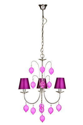 Orsina Adura Hot Pink Glass 3 Arm Chandelier from B&Q
