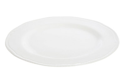 Premier Housewares Interiors By Premier Versatile Large Embossed Plate, Subtle Embossed Detailed Dinner Plate For Kitchen, Everyday Use Plate White
