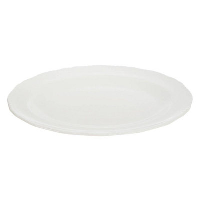 Premier Housewares Interiors By Premier Reliable Embossed Platter, Subtle Embossed Detailed Dinner Platter For Kitchen, Everyday Use Platter White