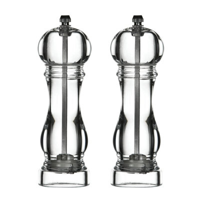 Orsina Small Acrylic Salt And Pepper Mill SetCompact Transparent Grinders With Adjustable Ceramic Mechanism, from B&Q