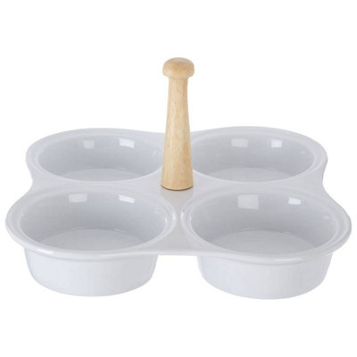Orsina 4 Section White Ceramic Snack Dish from B&Q