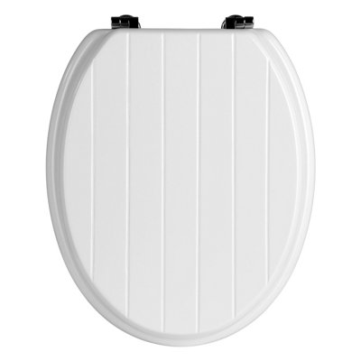 Orsina White Toilet SeatOval Toilet Seat Lid With Panel EffectDurable Toilet Bowl Seat For Round Toilets from B&Q