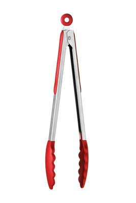 Orsina Stainless Steel Tongs With Red Silicone Tips,heat Resistant Tongs With Grip,kitchen Tongs With Sliding Lock from B&Q