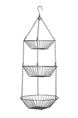 Orsina 3 Tier Chrome Hanging BasketsSpace-Saving Storage For FruitVeg Or Kitchen EssentialsDurable Wire from B&Q