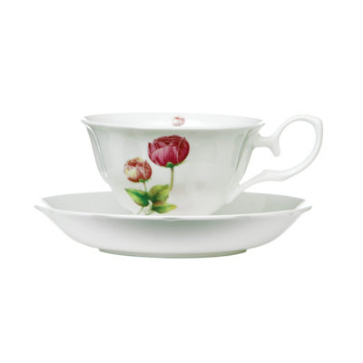 B&Q -  Elegant Design Peony Cup And SaucerDurable Cup And Saucer Bone China Small Cup And Saucer For Bedroom