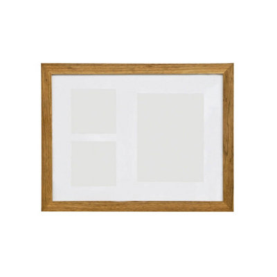 B&Q -  Walnut Wood 3 Photo Collage Photo Frame