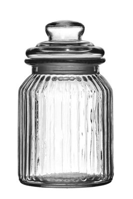 Orsina Ribbed Storage Ribbed Glass Storage Jar from B&Q