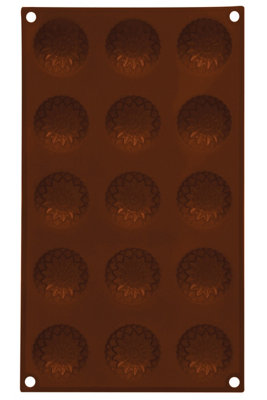 B&Q -  15 Sunflower Brown Chocolate MouldFlexible Non-Stick Silicone TrayHeat Resistant Up To 230Degrees