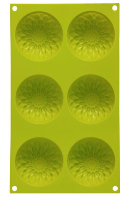 Premier Housewares Premier Silicone 6 Sunflower Lime Cake Mould, Flexible Non-Stick Silicone Tray, Heat Resistant Up To 230Degrees, Green
